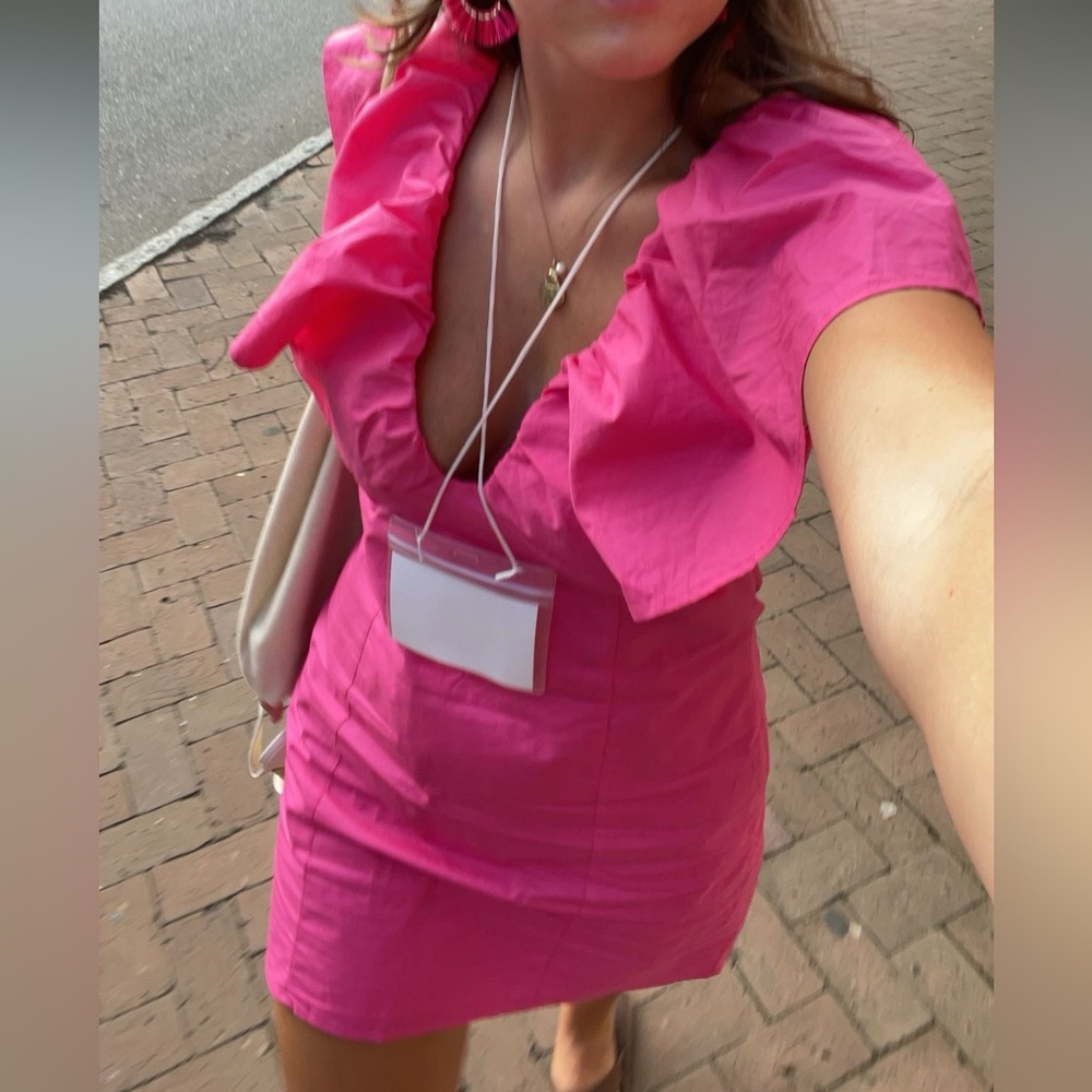 Indie Collection Ruffle Shoulder Pink Dress - Picture 8 of 8